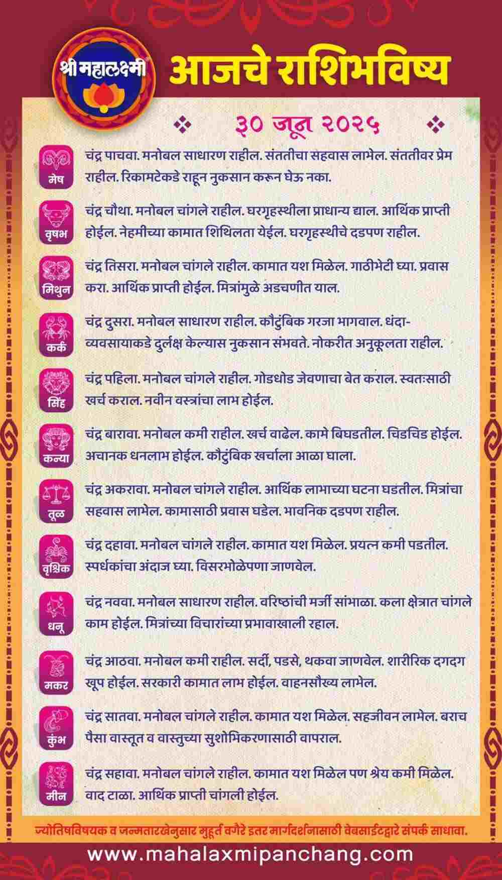 Mahalaxmi Horoscope